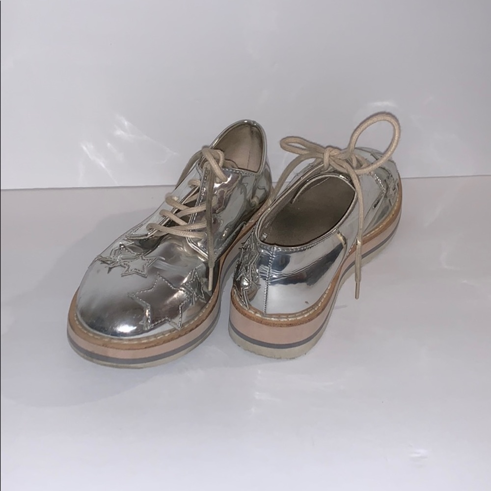 Zara Kids Metallic/Silver Oxford Dress Shoes C0057